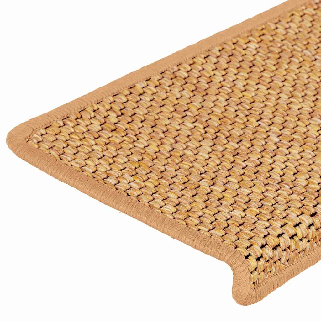 selvklæbende trappemåtter 15 stk. 65x21x4 cm sisal-look sisal