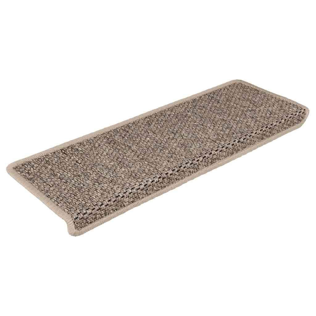 selvklæbende trappemåtter 15 stk. 65x21x4 cm sisal-look beige
