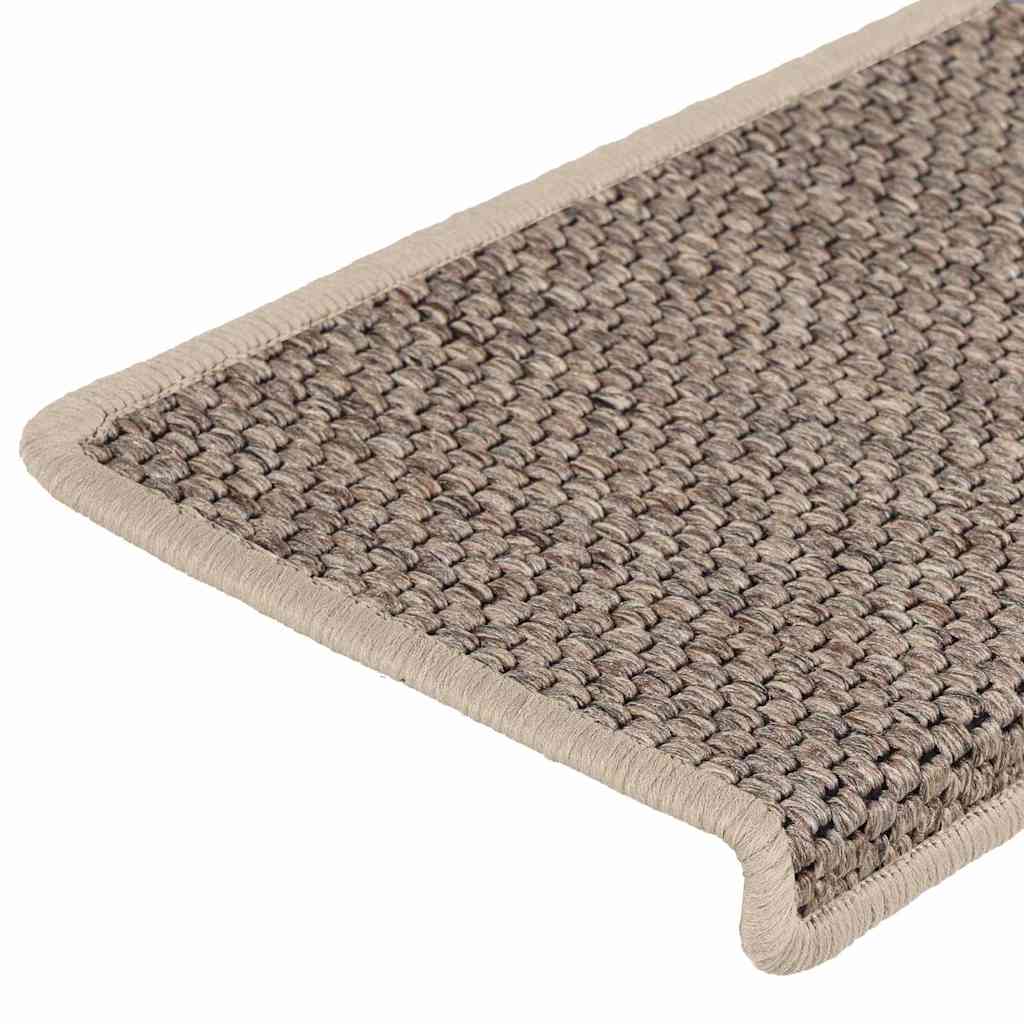 selvklæbende trappemåtter 15 stk. 65x21x4 cm sisal-look beige