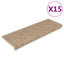 selvklæbende trappemåtter 15stk. 65x21x4cm sisal-look sandfarve