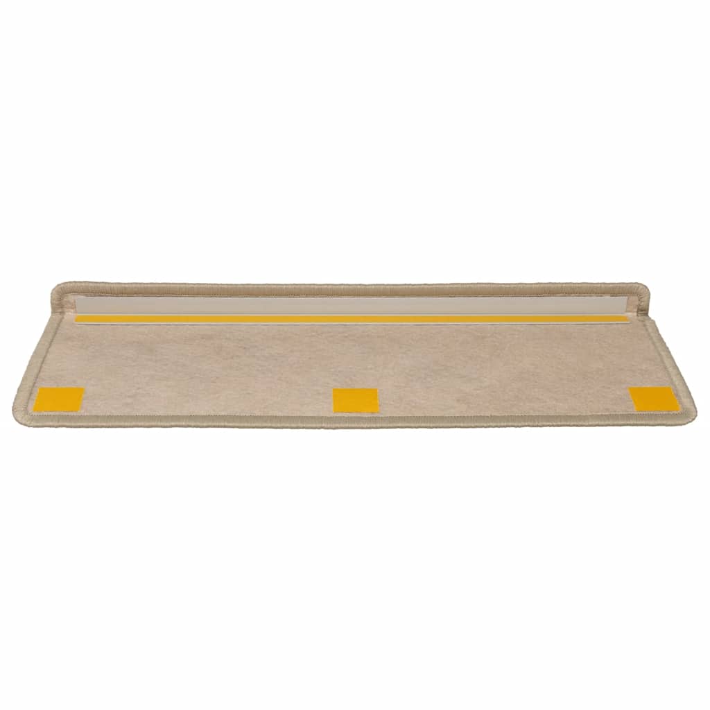 selvklæbende trappemåtter 15stk. 65x21x4cm sisal-look sandfarve