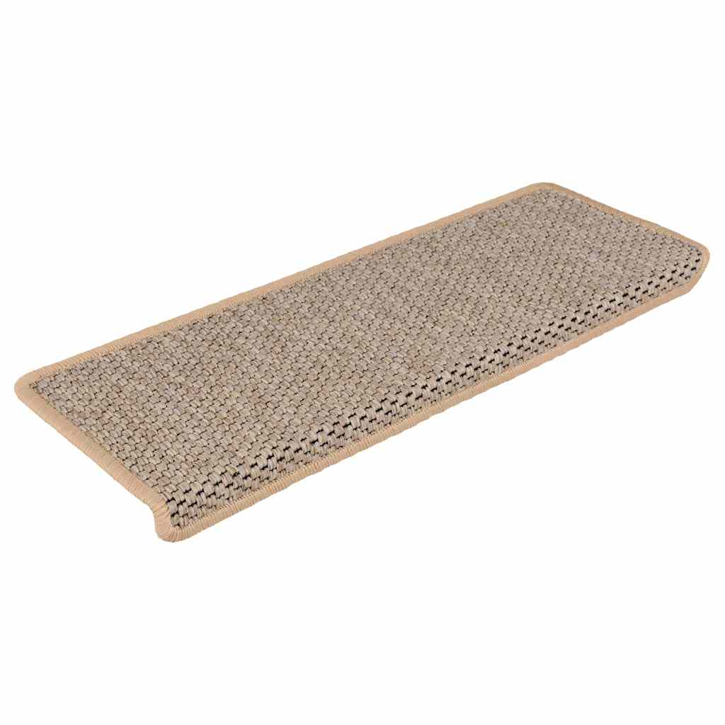 selvklæbende trappemåtter 15stk. 65x21x4cm sisal-look lys beige