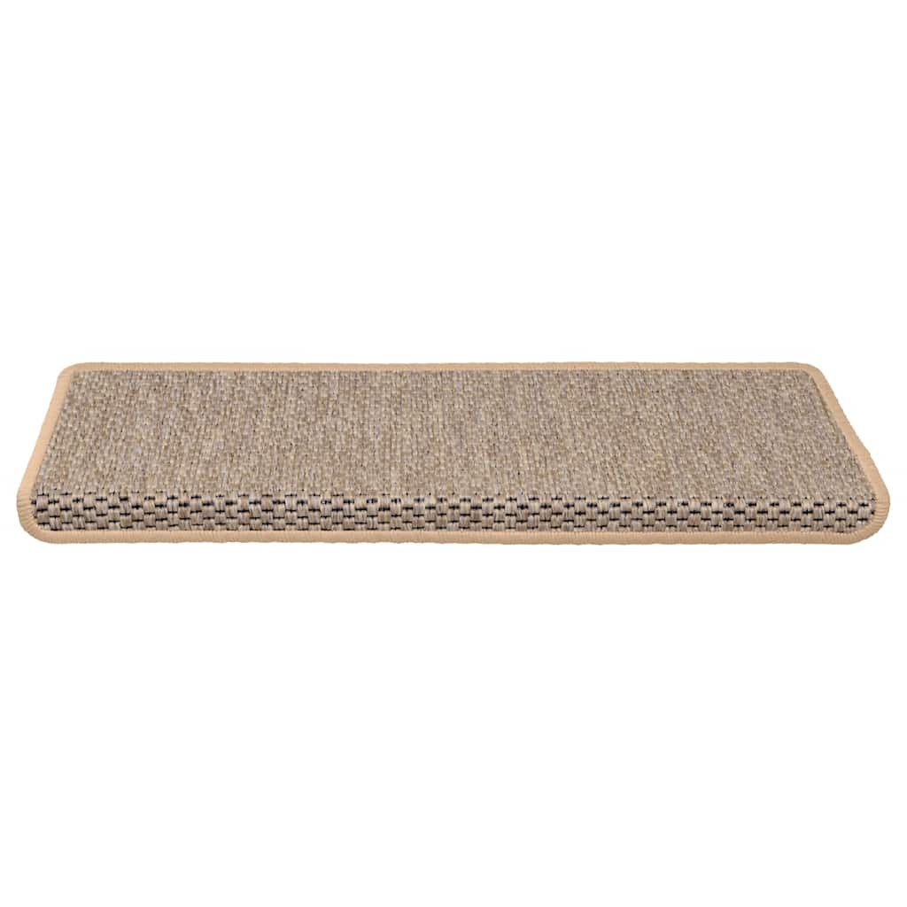 selvklæbende trappemåtter 15stk. 65x21x4cm sisal-look lys beige