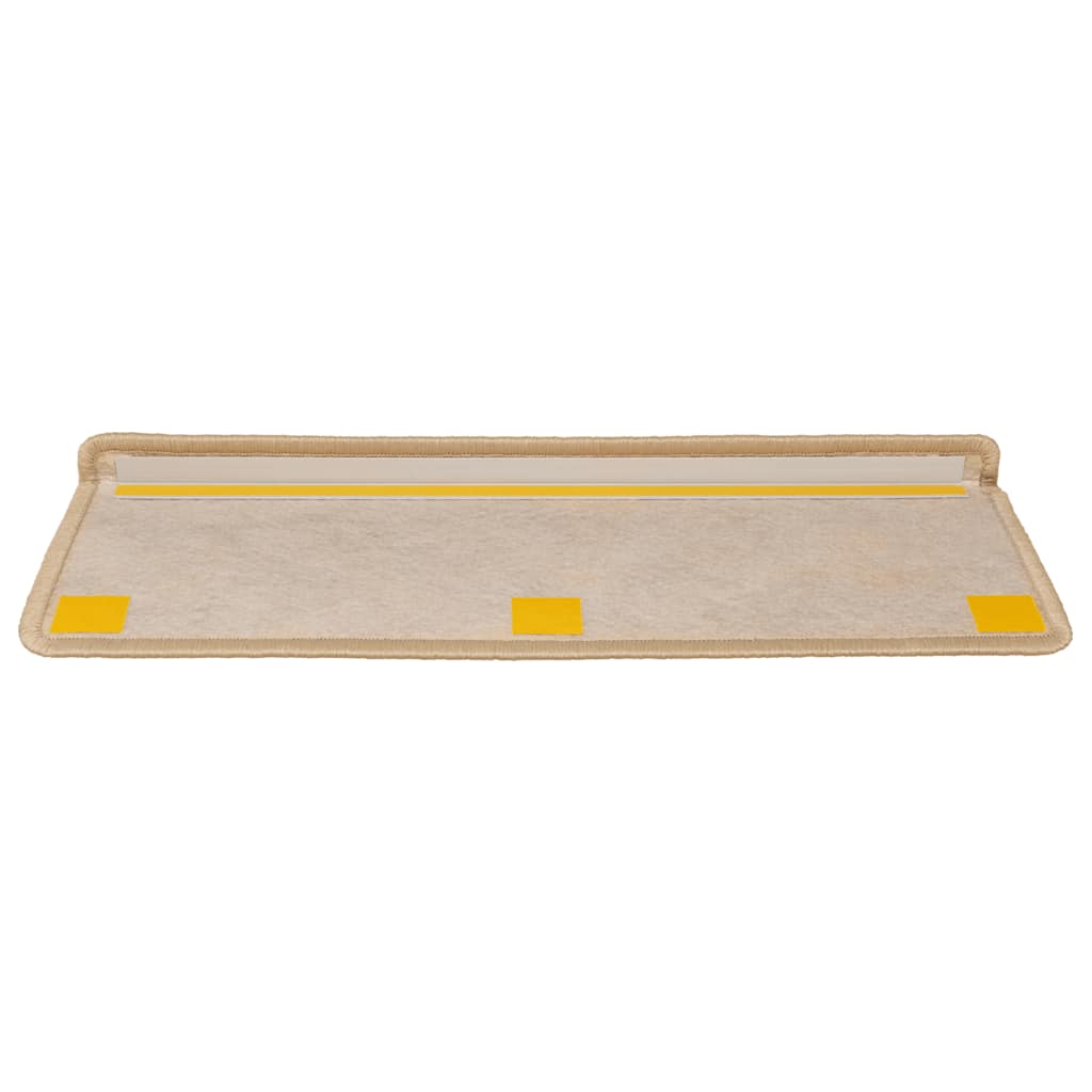selvklæbende trappemåtter 15stk. 65x21x4cm sisal-look lys beige
