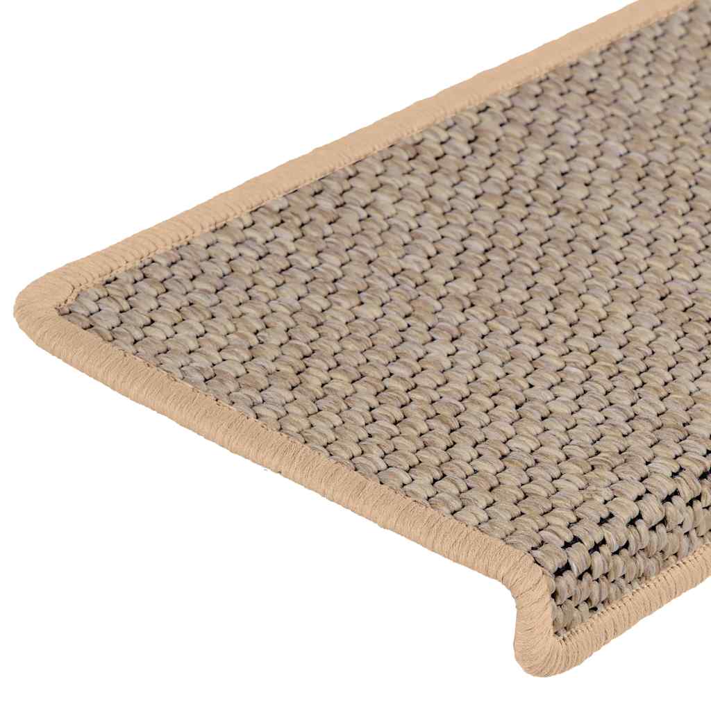selvklæbende trappemåtter 15stk. 65x21x4cm sisal-look lys beige