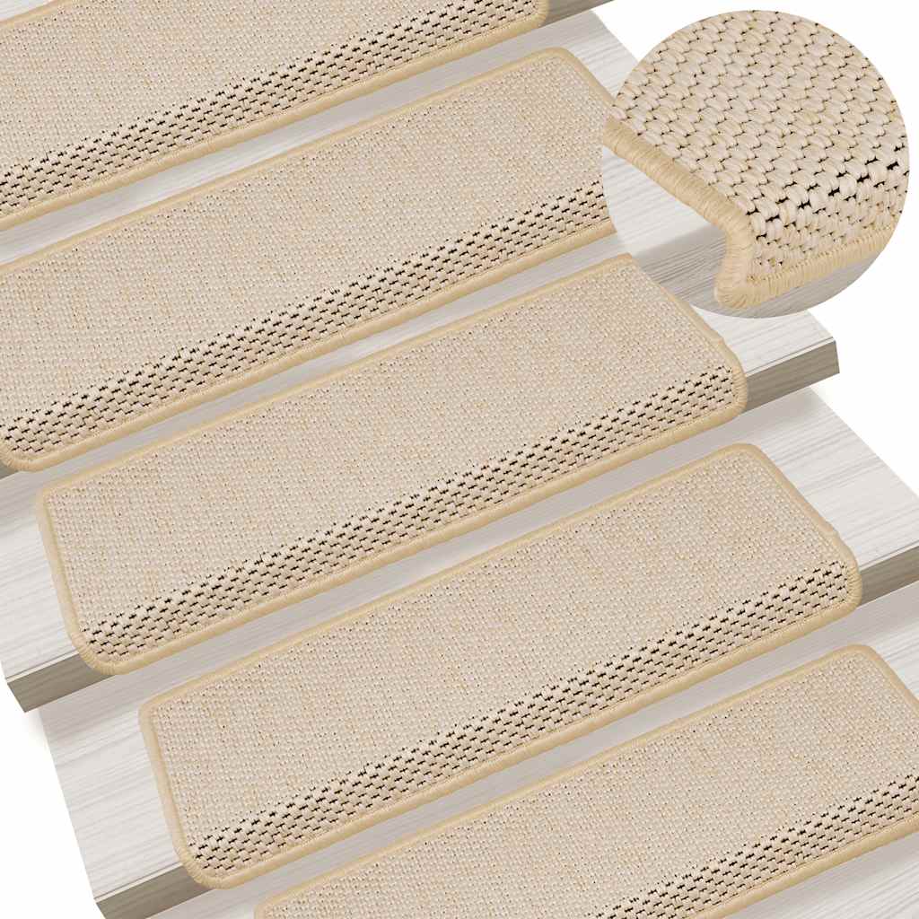 selvklæbende trappemåtter 15 stk. 65x21x4 cm sisal-look Berber