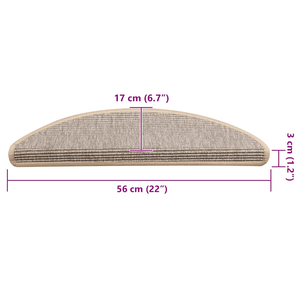 trappemåtter 15 stk. 56x17x3 cm sølv halvrund