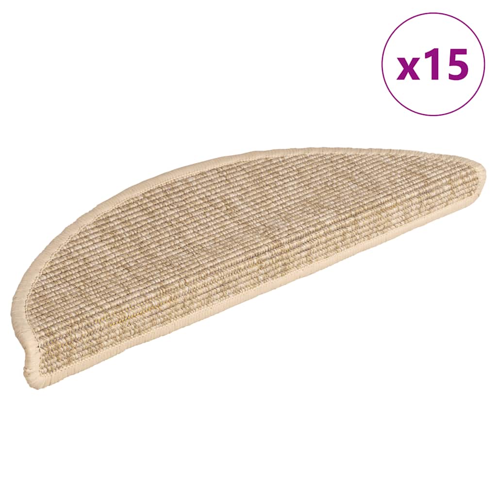 trappemåtter 15 stk. 56x17x3 cm lys beige halvrunde