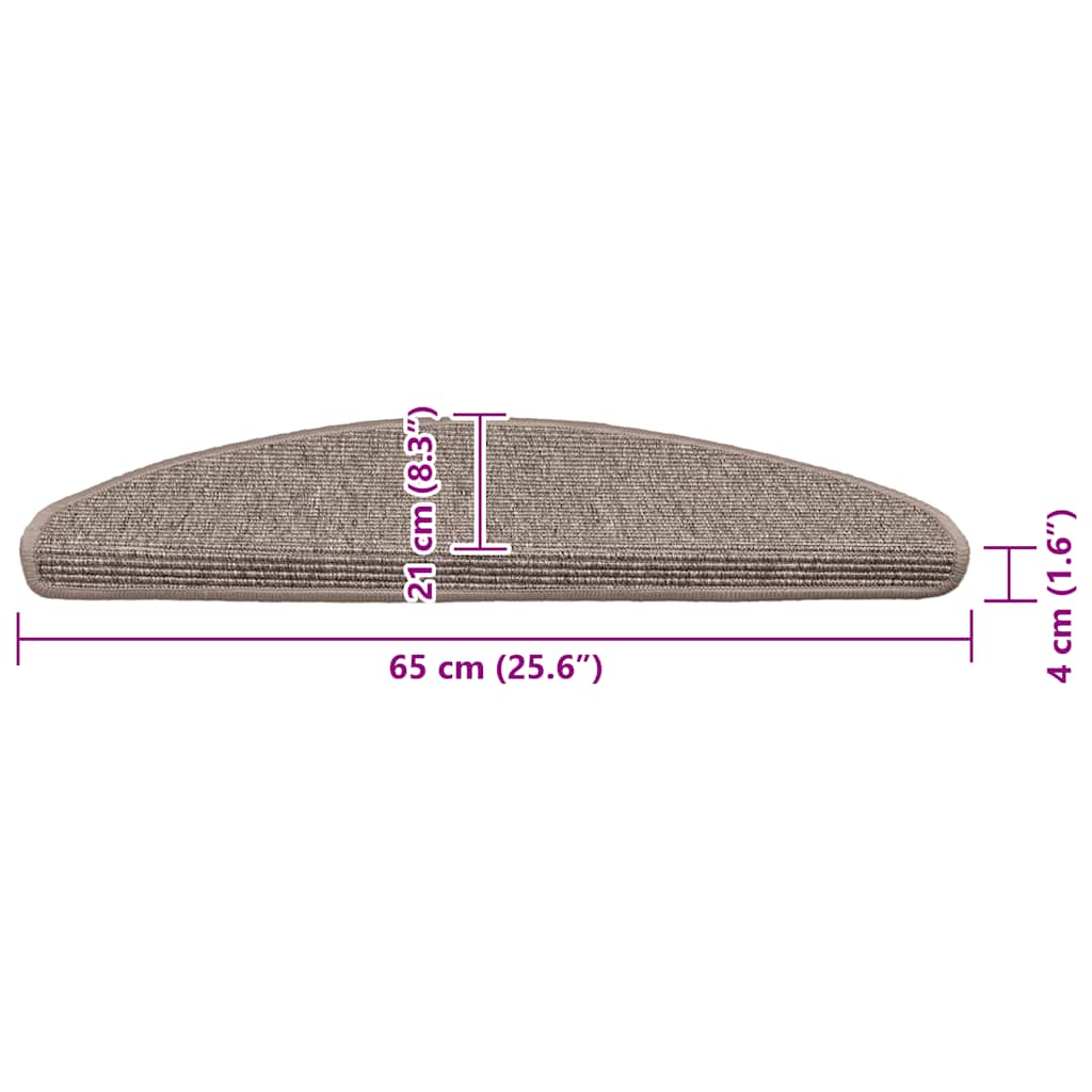 trappemåtter 15 stk. 65x21x4 cm mørkebeige halvrund store