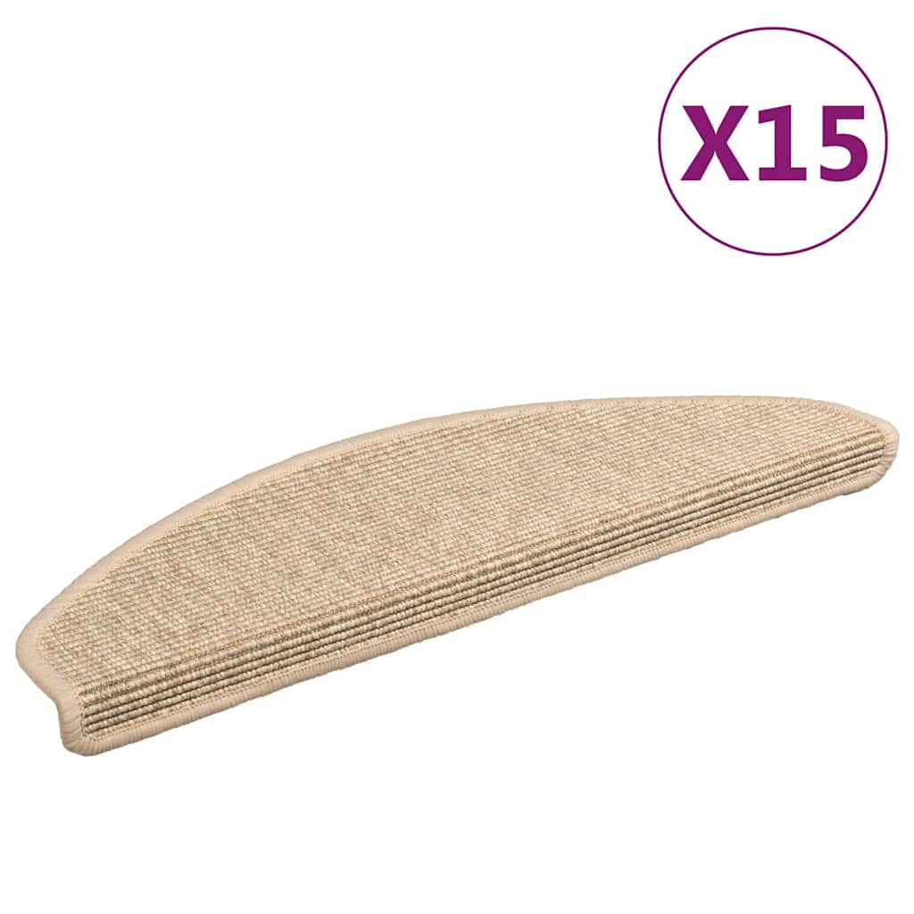 trappemåtter 15 stk. 65 x 21 x 4 cm lys beige halvrund store
