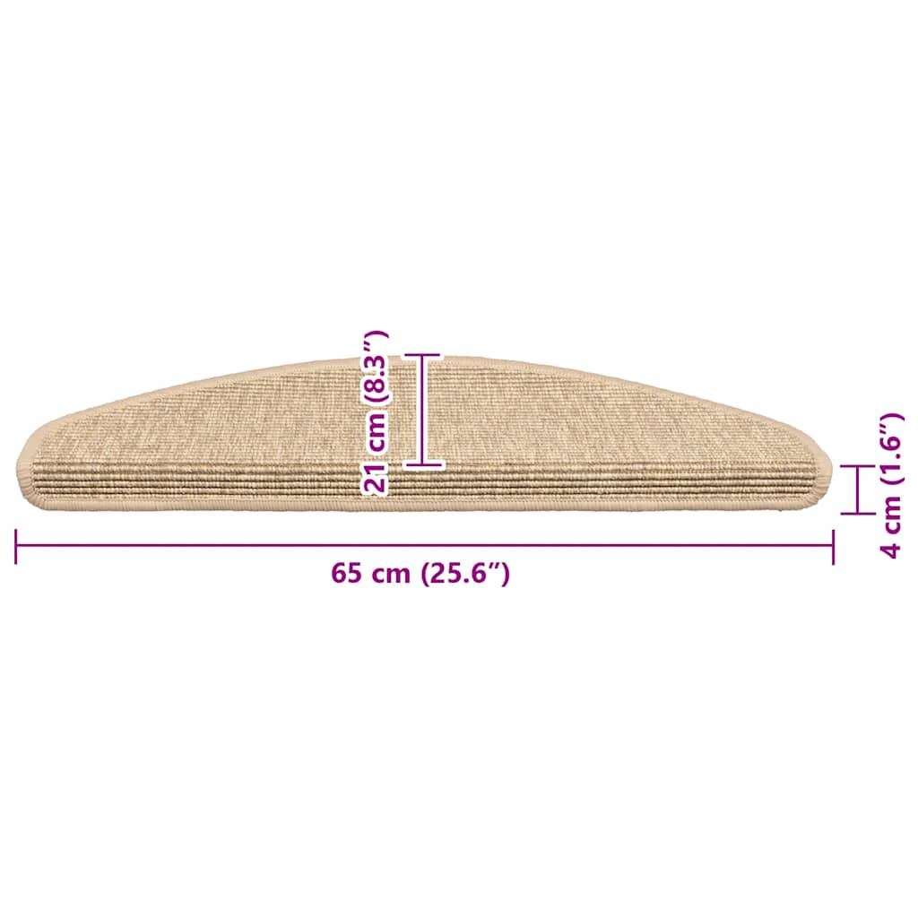 trappemåtter 15 stk. 65 x 21 x 4 cm lys beige halvrund store