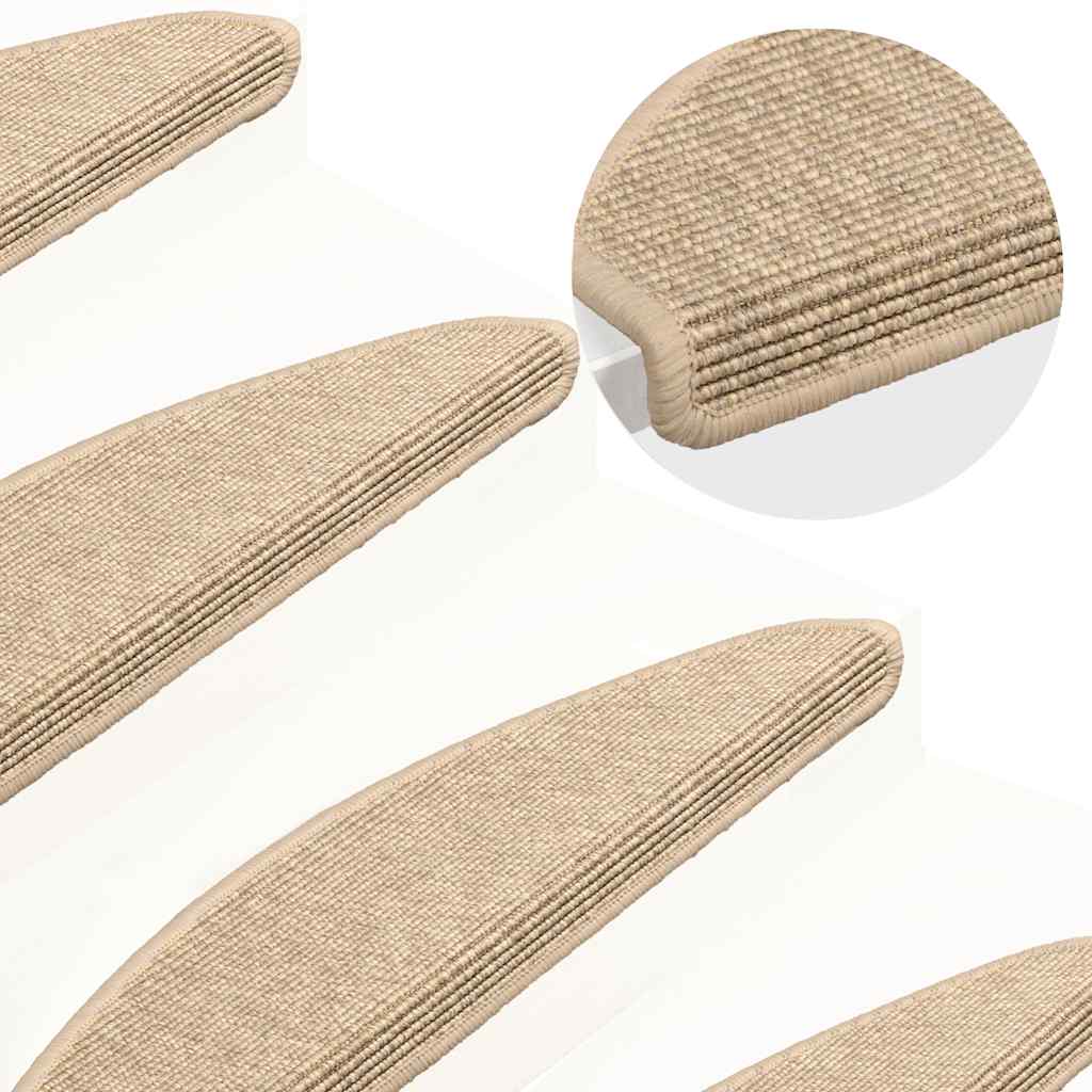 trappemåtter 15 stk. 65 x 21 x 4 cm lys beige halvrund store