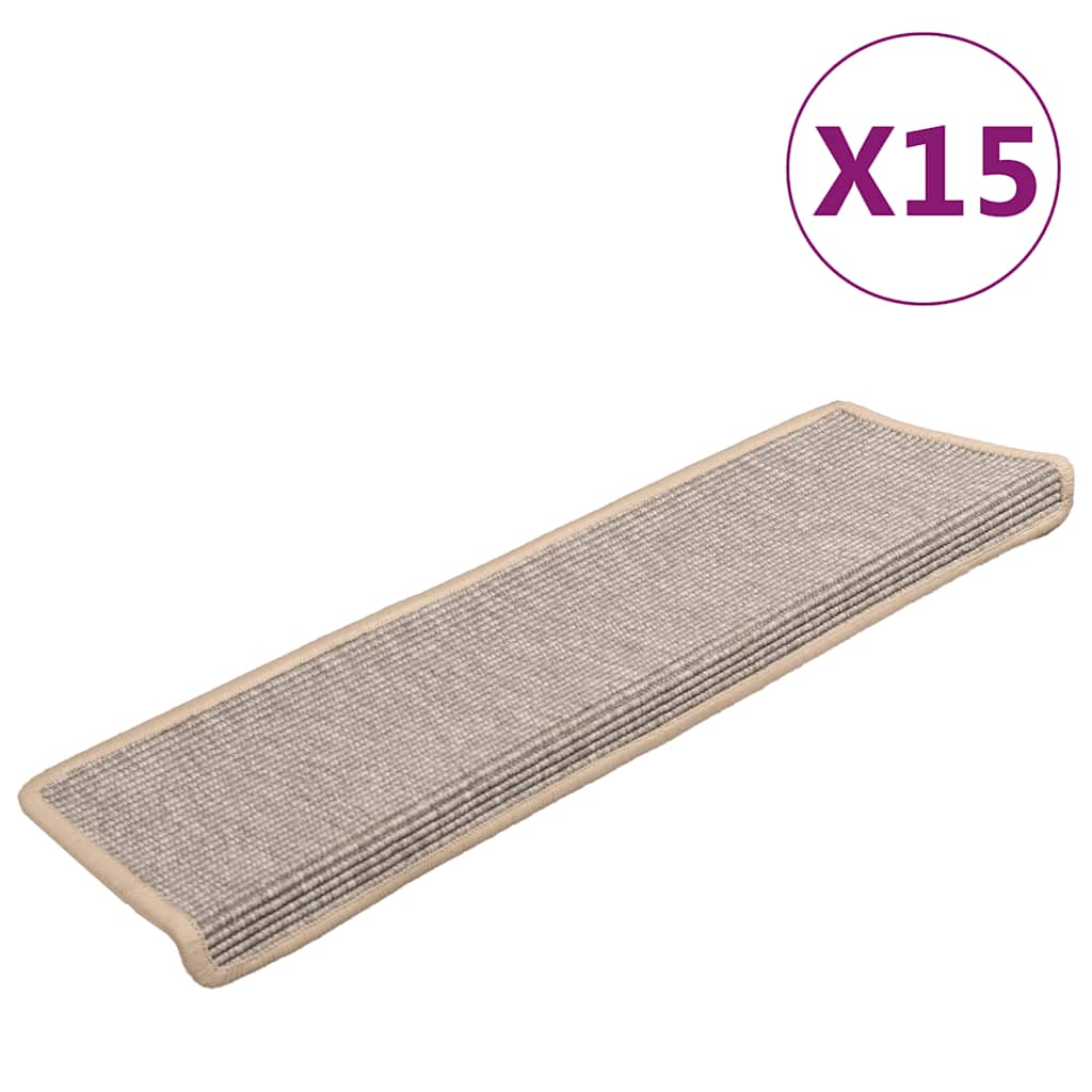 trappemåtter 15 stk. 65x21x4 cm sølv rektangulær kant