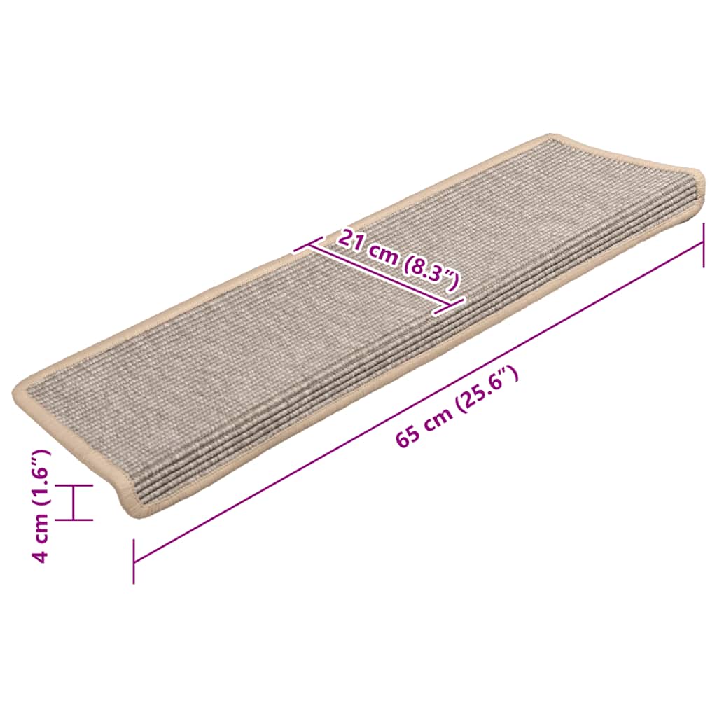 trappemåtter 15 stk. 65x21x4 cm sølv rektangulær kant