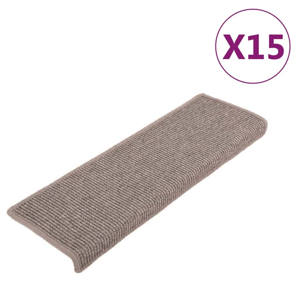trappemåtter 15 stk. 65x21x4 cm mørkebeige rektangulær kant