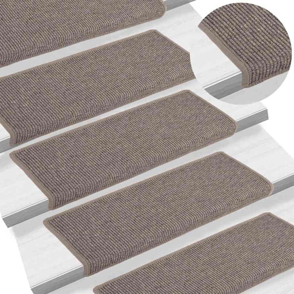 trappemåtter 15 stk. 65x21x4 cm mørkebeige rektangulær kant