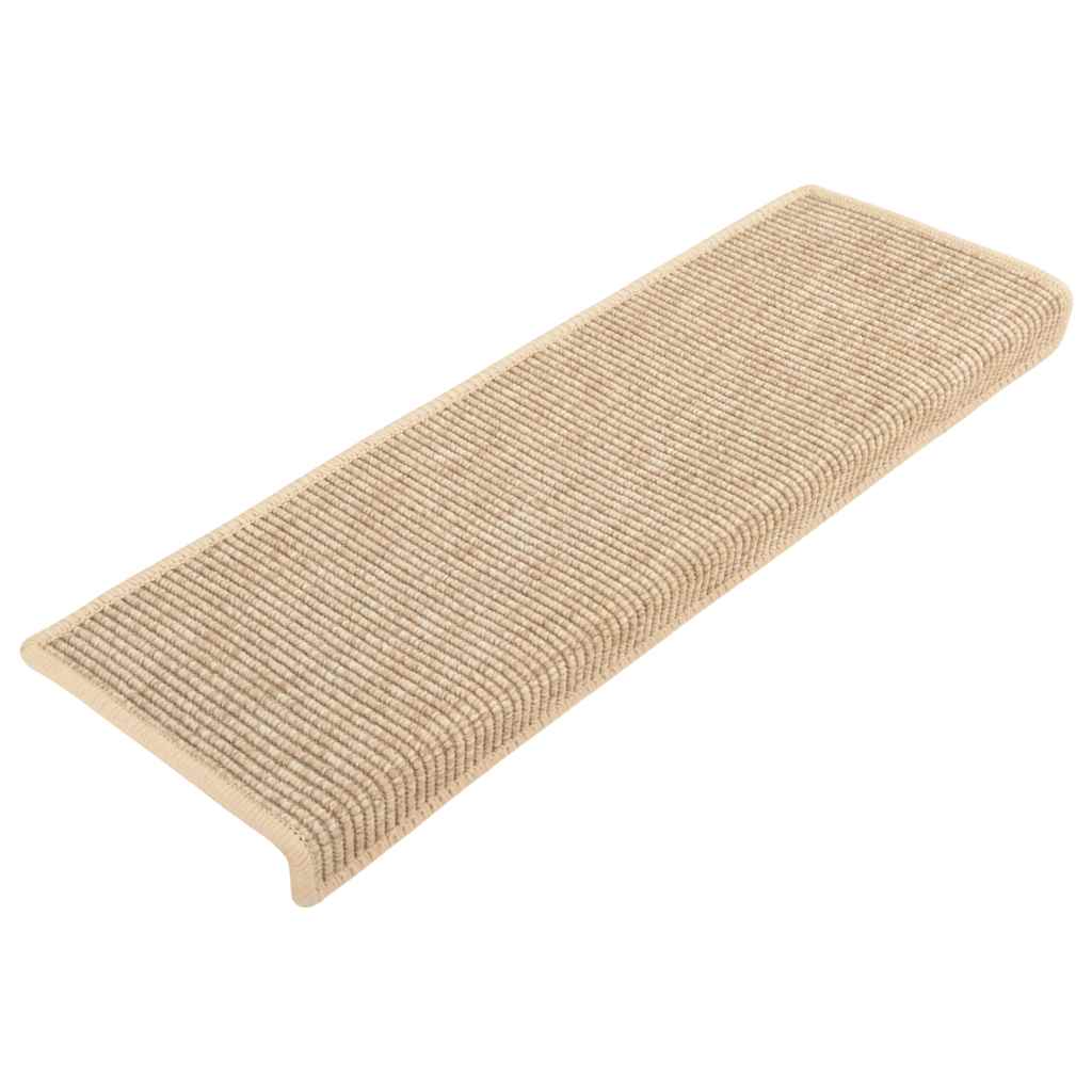 trappemåtter 15 stk. 65x21x4 cm lys beige rektangulær kant