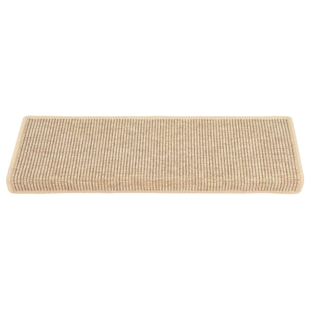 trappemåtter 15 stk. 65x21x4 cm lys beige rektangulær kant
