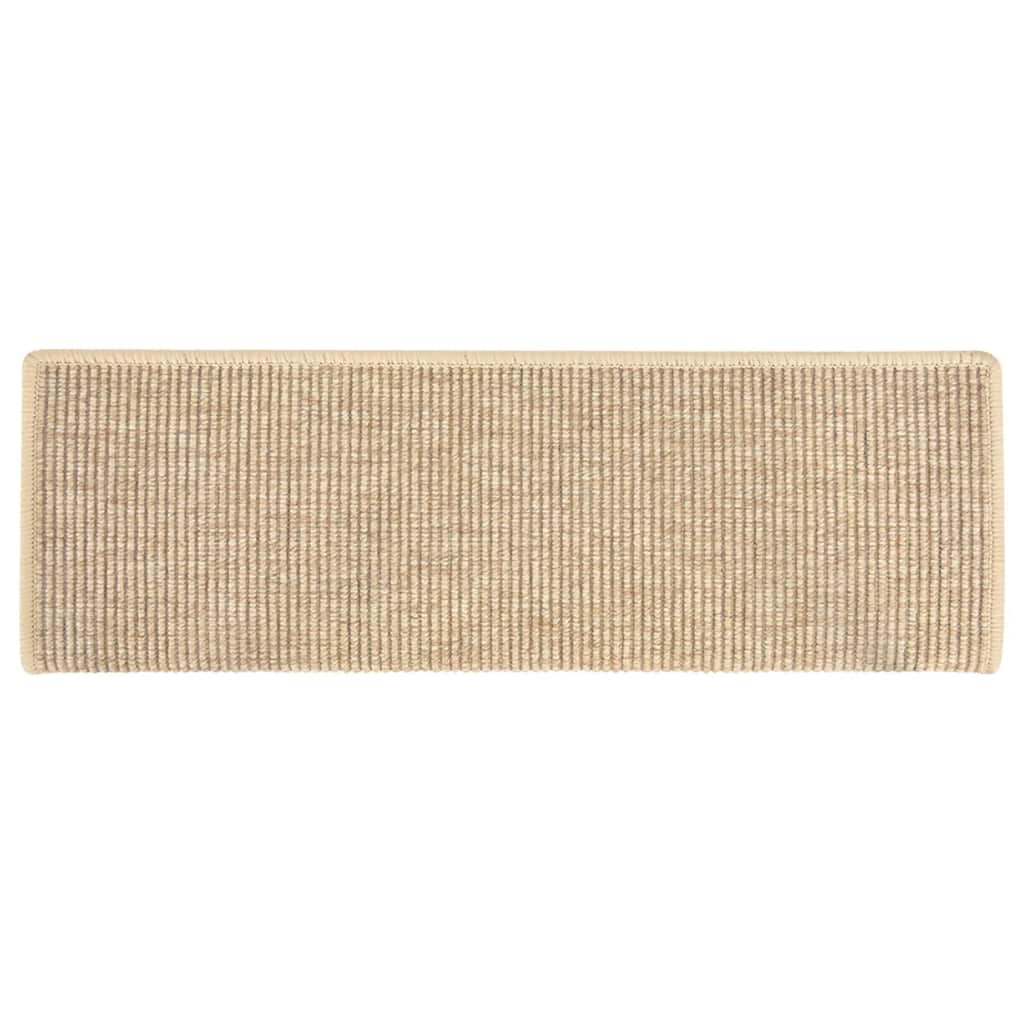 trappemåtter 15 stk. 65x21x4 cm lys beige rektangulær kant