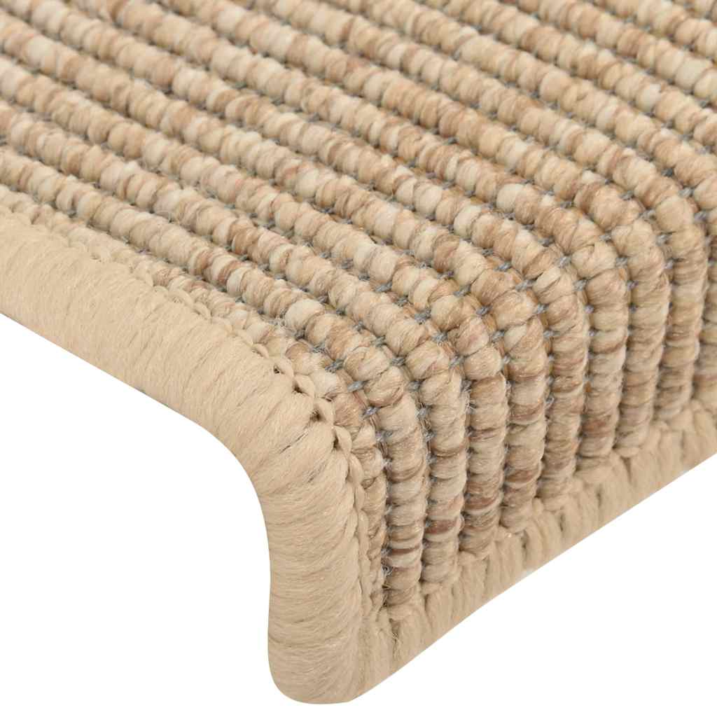 trappemåtter 15 stk. 65x21x4 cm lys beige rektangulær kant