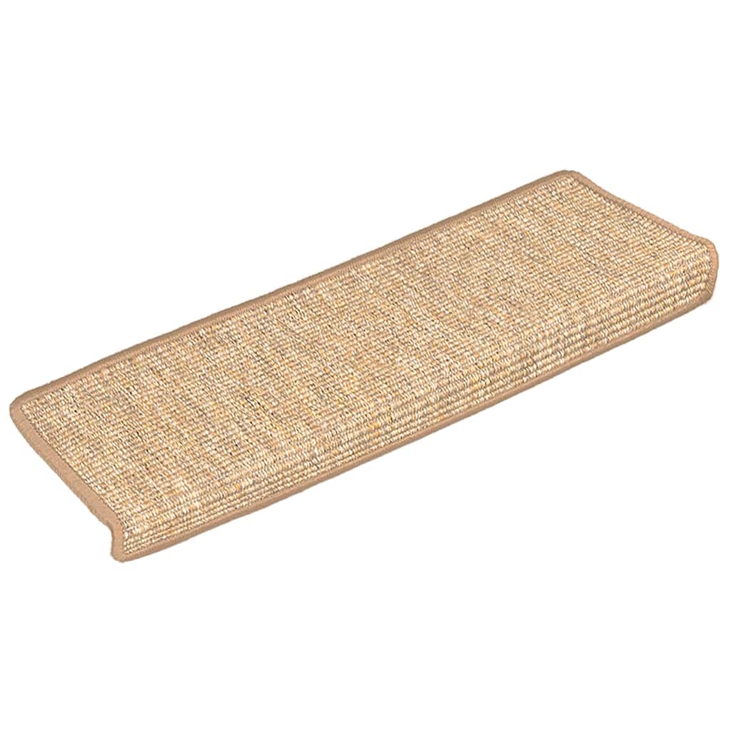 trappemåtter 15 stk. 65x21x4 cm lysebrune rektangulære kanter
