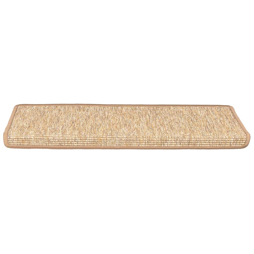 trappemåtter 15 stk. 65x21x4 cm lysebrune rektangulære kanter