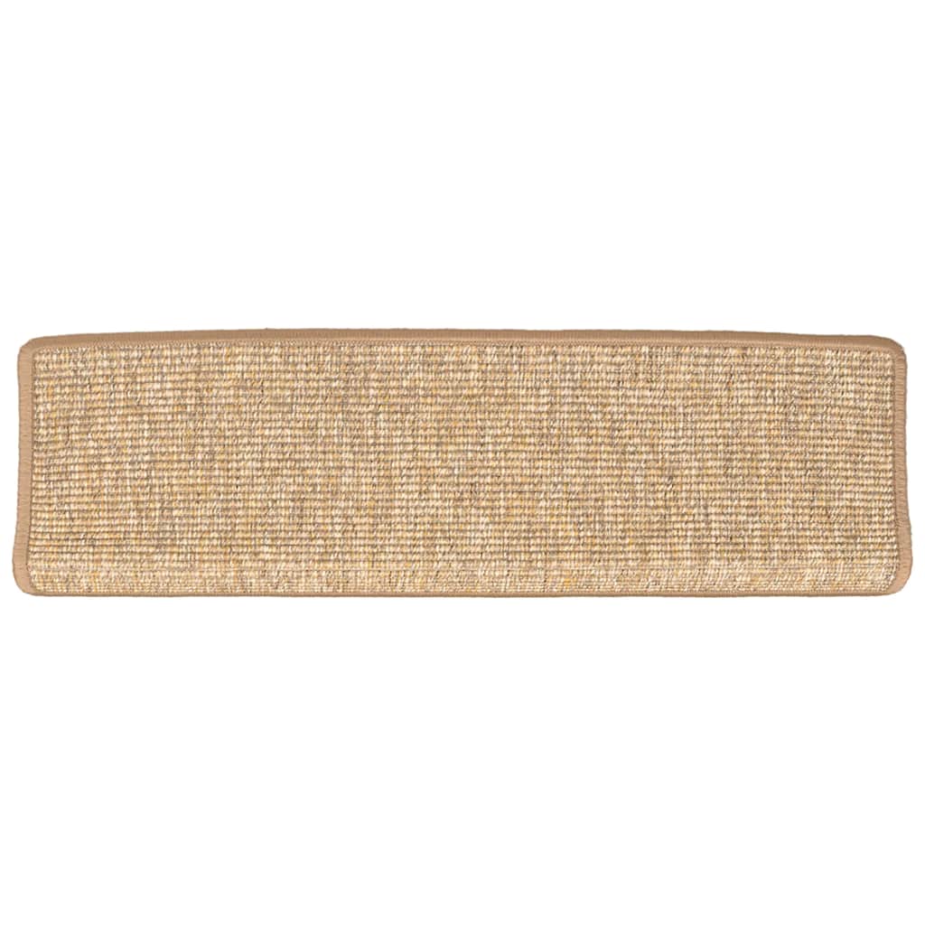 trappemåtter 15 stk. 65x21x4 cm lysebrune rektangulære kanter