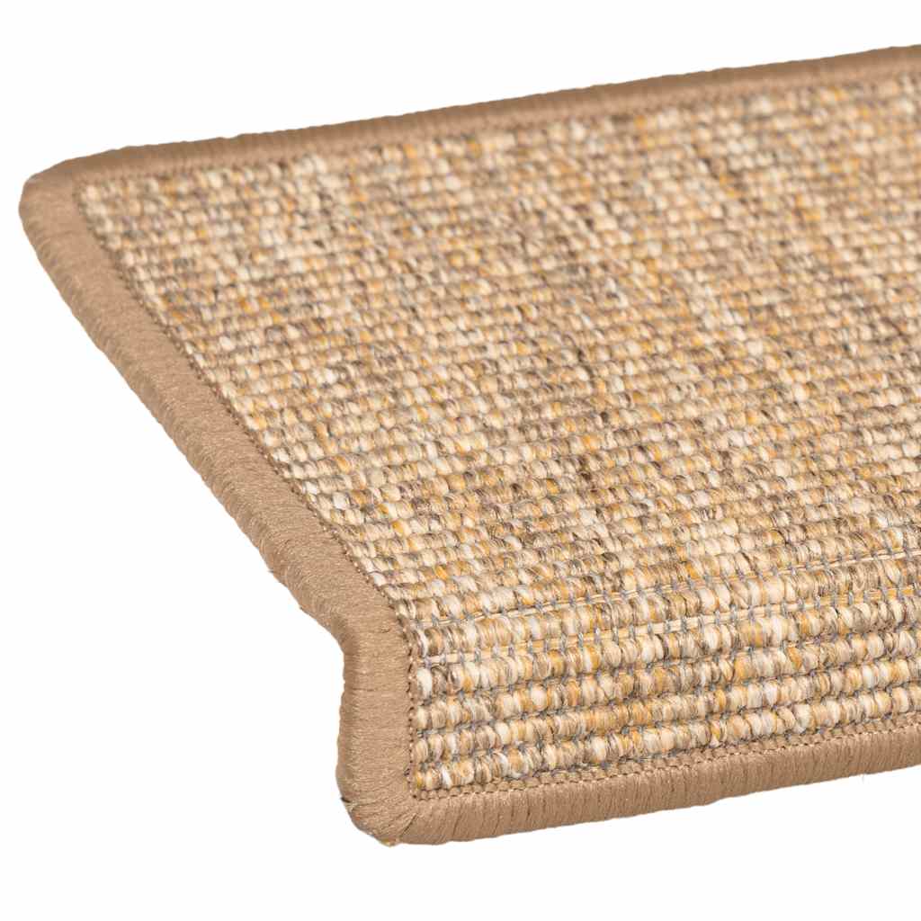 trappemåtter 15 stk. 65x21x4 cm lysebrune rektangulære kanter
