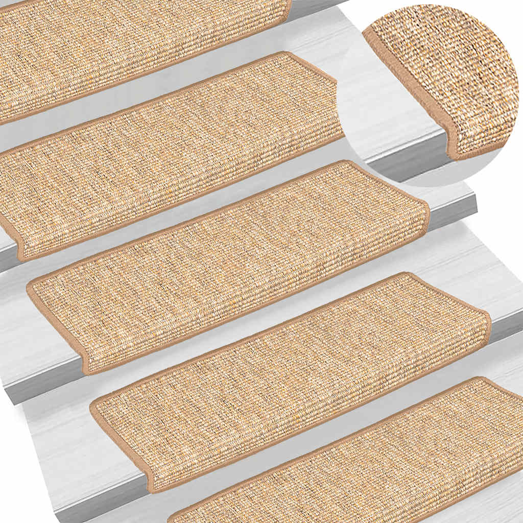 trappemåtter 15 stk. 65x21x4 cm lysebrune rektangulære kanter