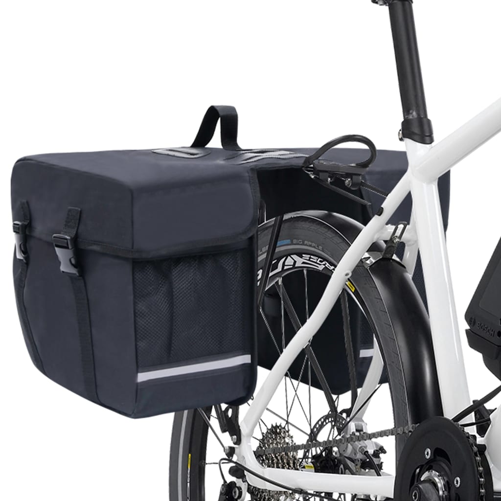 dobbelt cykeltaske til bagagebærer vandtæt 35 l sort