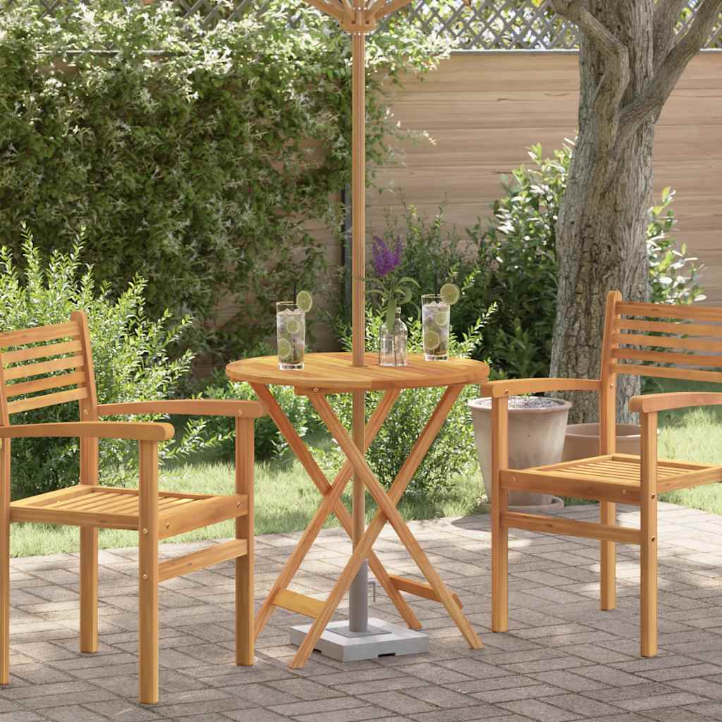 foldbart havebord Ø60x75 cm massivt eukalyptustræ