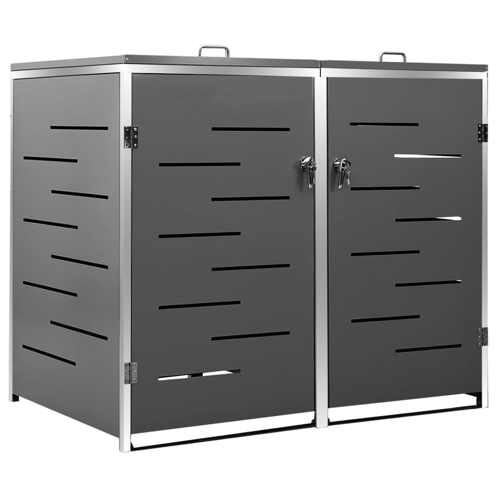 dobbelt skraldespandsskjuler 138x77,5x115 cm rustfrit stål