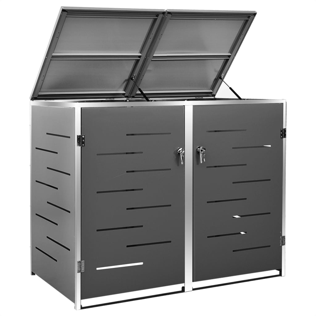dobbelt skraldespandsskjuler 138x77,5x115 cm rustfrit stål