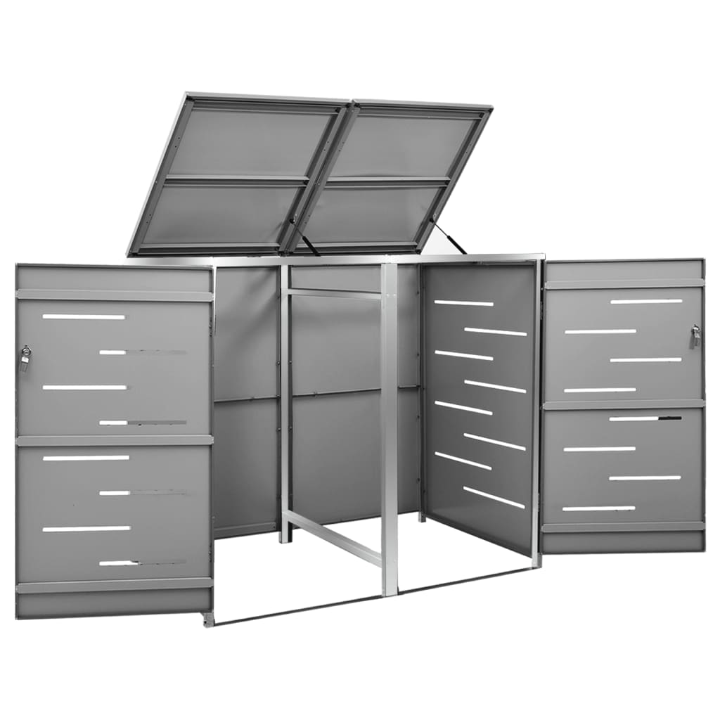 dobbelt skraldespandsskjuler 138x77,5x115 cm rustfrit stål