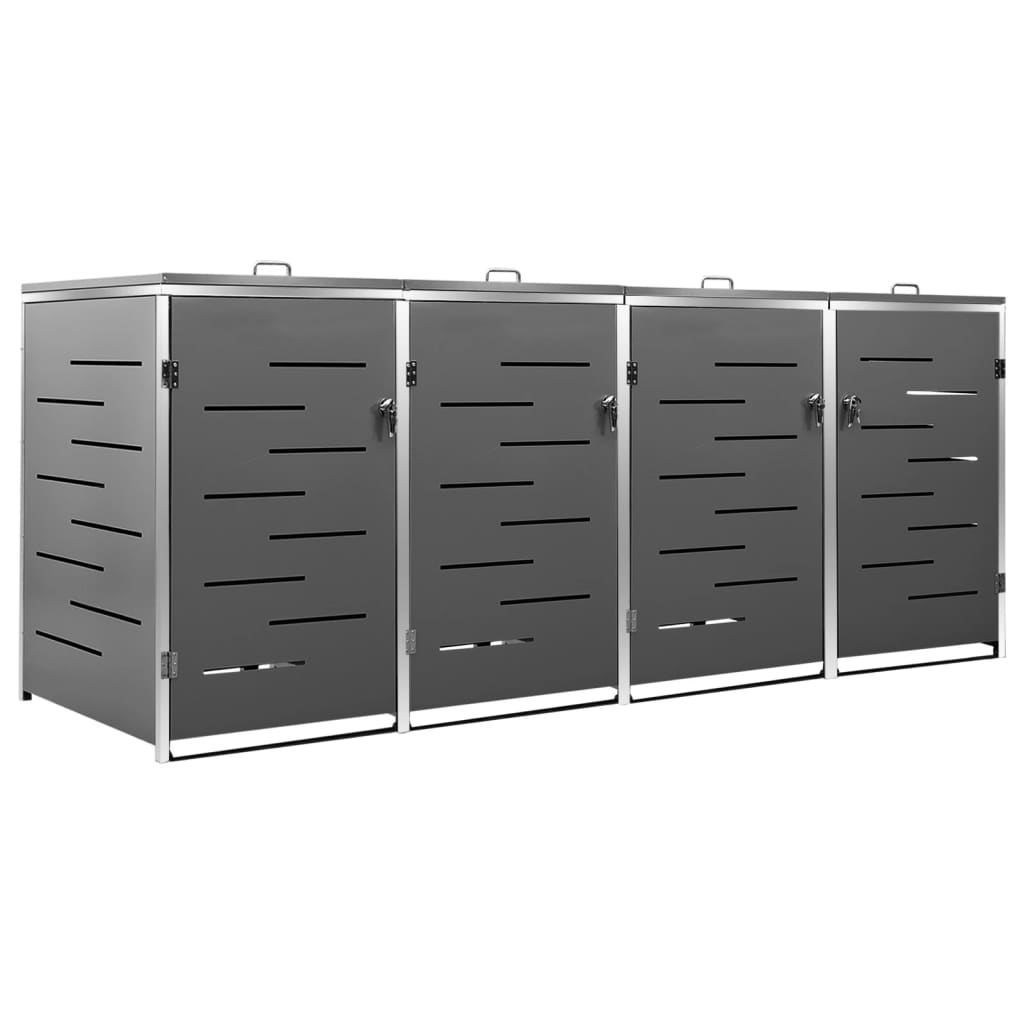 firedobbelt skraldespandsskjuler 276,5x77,5x115 rustfrit stål