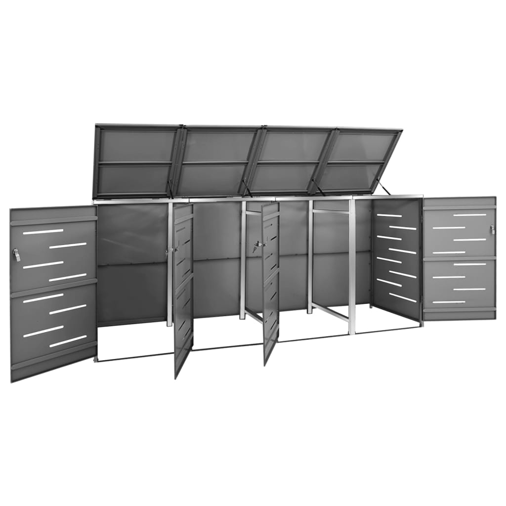 firedobbelt skraldespandsskjuler 276,5x77,5x115 rustfrit stål