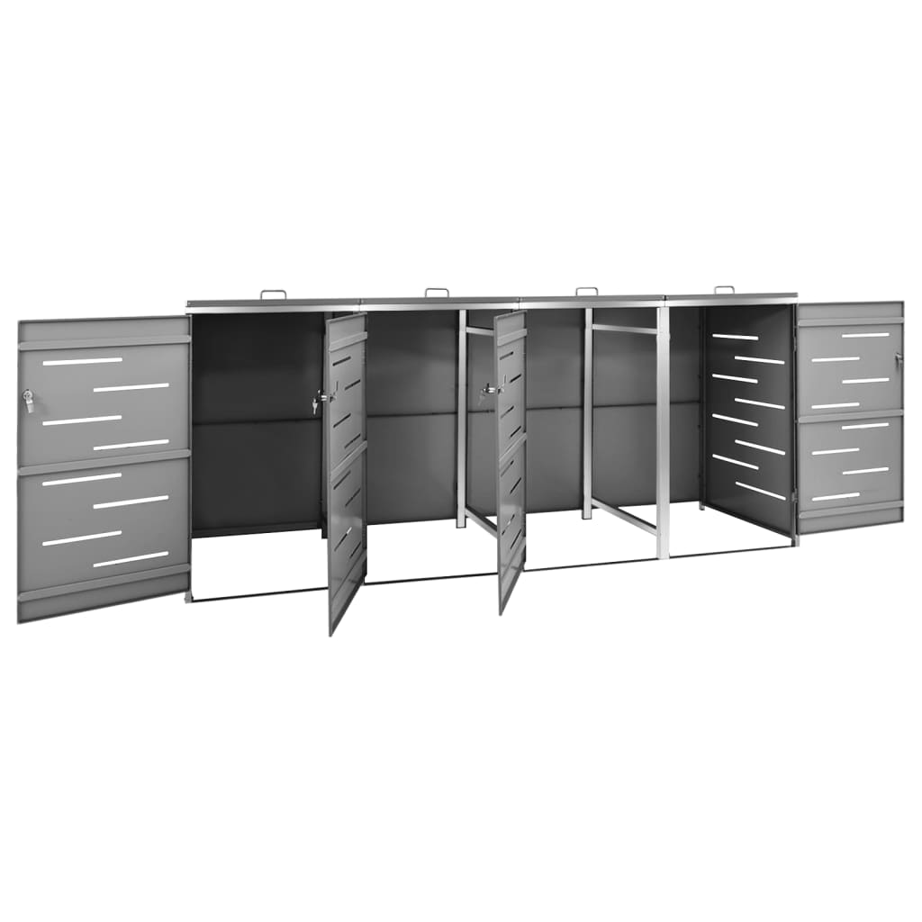 firedobbelt skraldespandsskjuler 276,5x77,5x115 rustfrit stål