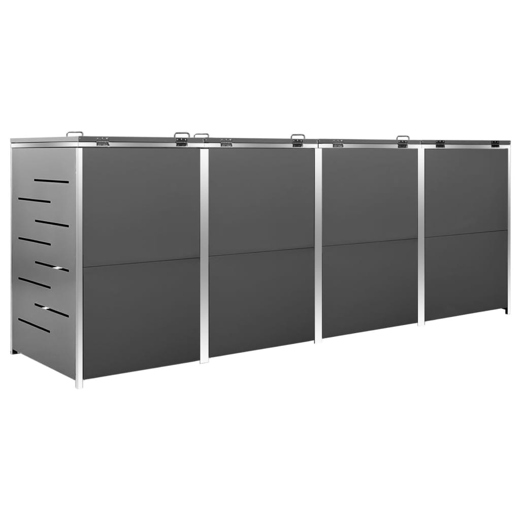 firedobbelt skraldespandsskjuler 276,5x77,5x115 rustfrit stål