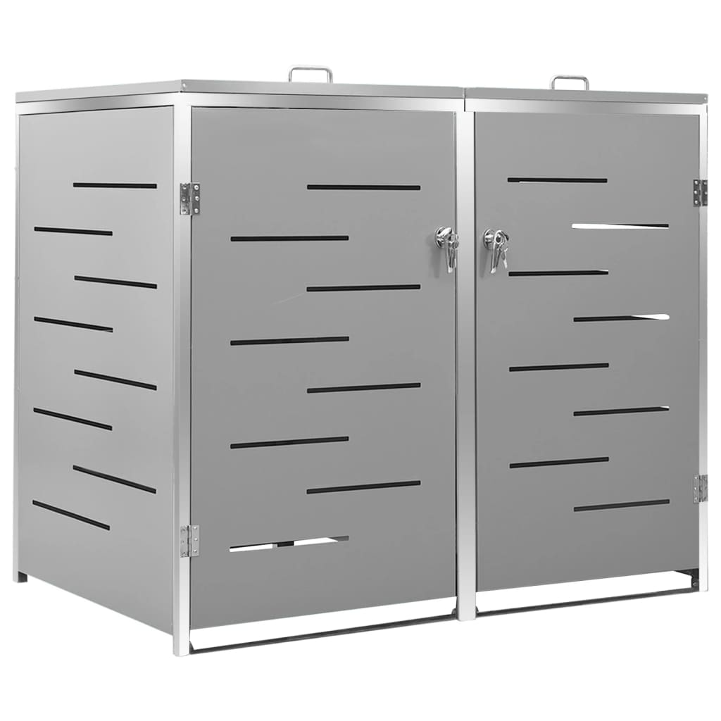 dobbelt skraldespandsskjuler 138x77,5x115 cm rustfrit stål