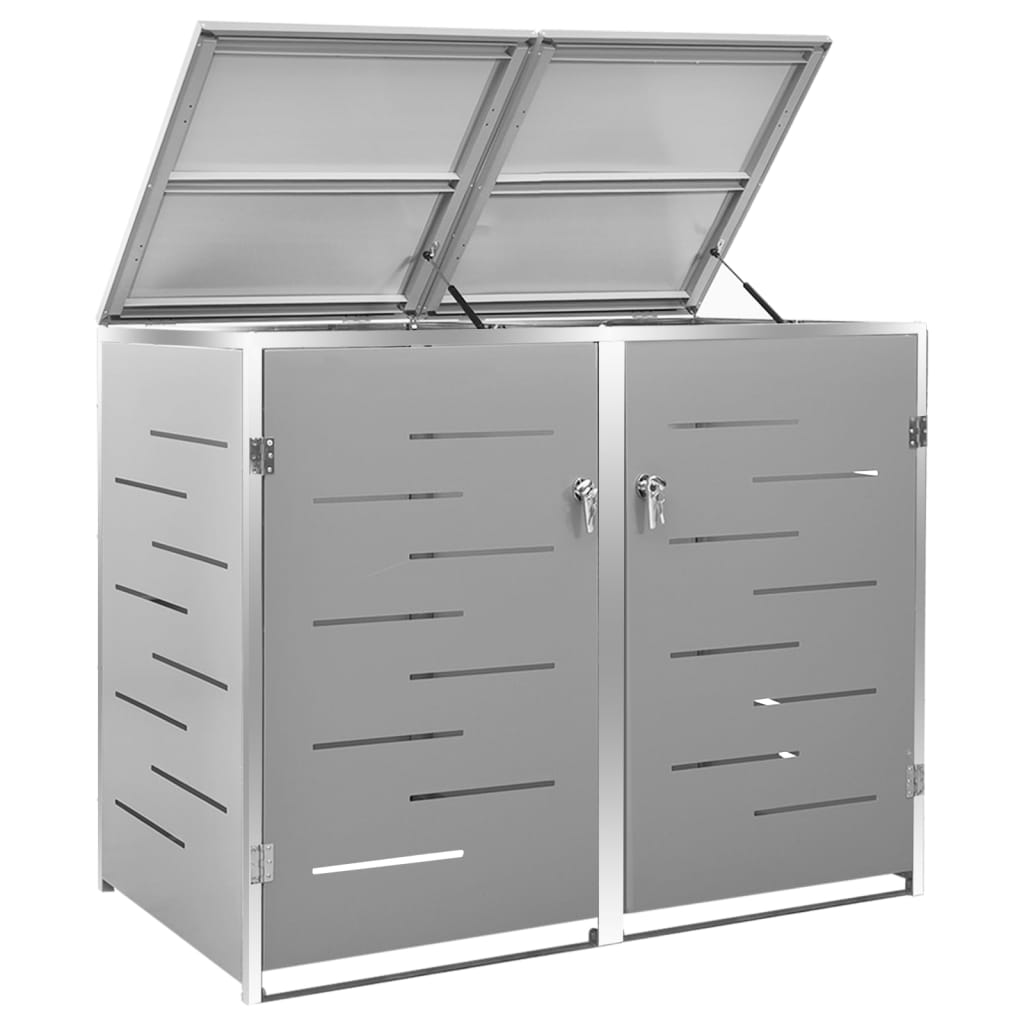 dobbelt skraldespandsskjuler 138x77,5x115 cm rustfrit stål