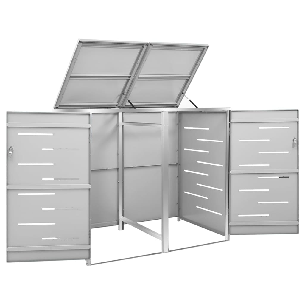 dobbelt skraldespandsskjuler 138x77,5x115 cm rustfrit stål