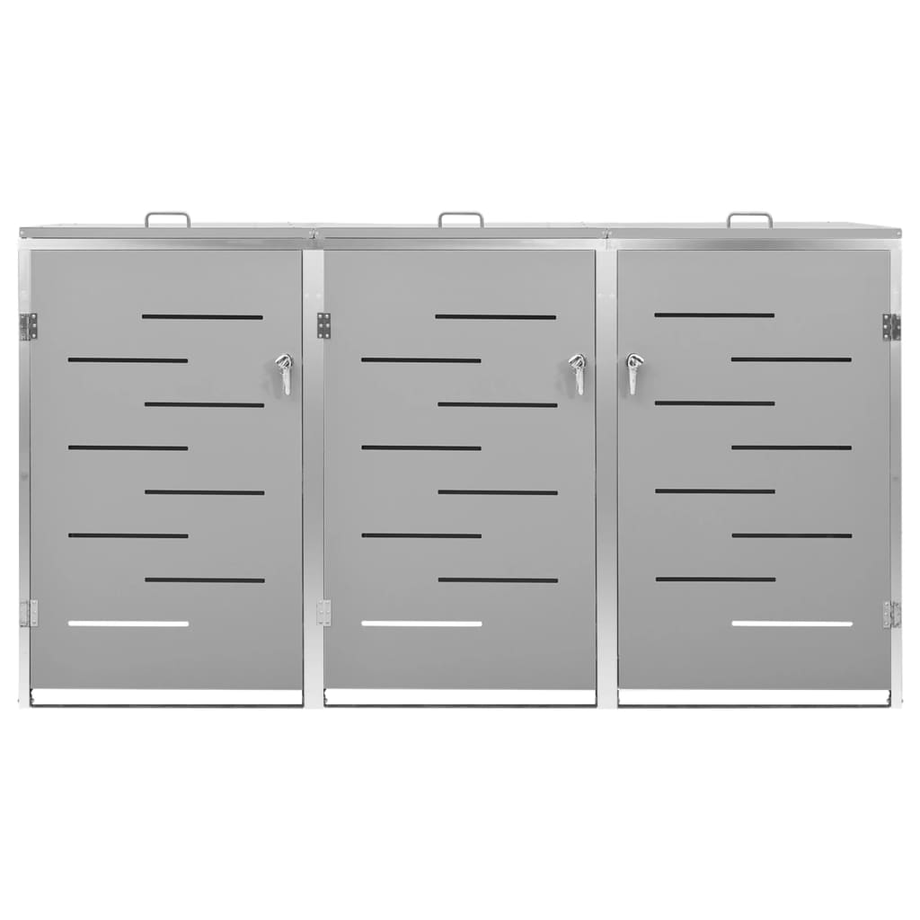 tredobbelt skraldespandsskjuler 207x77,5x115 cm rustfrit stål