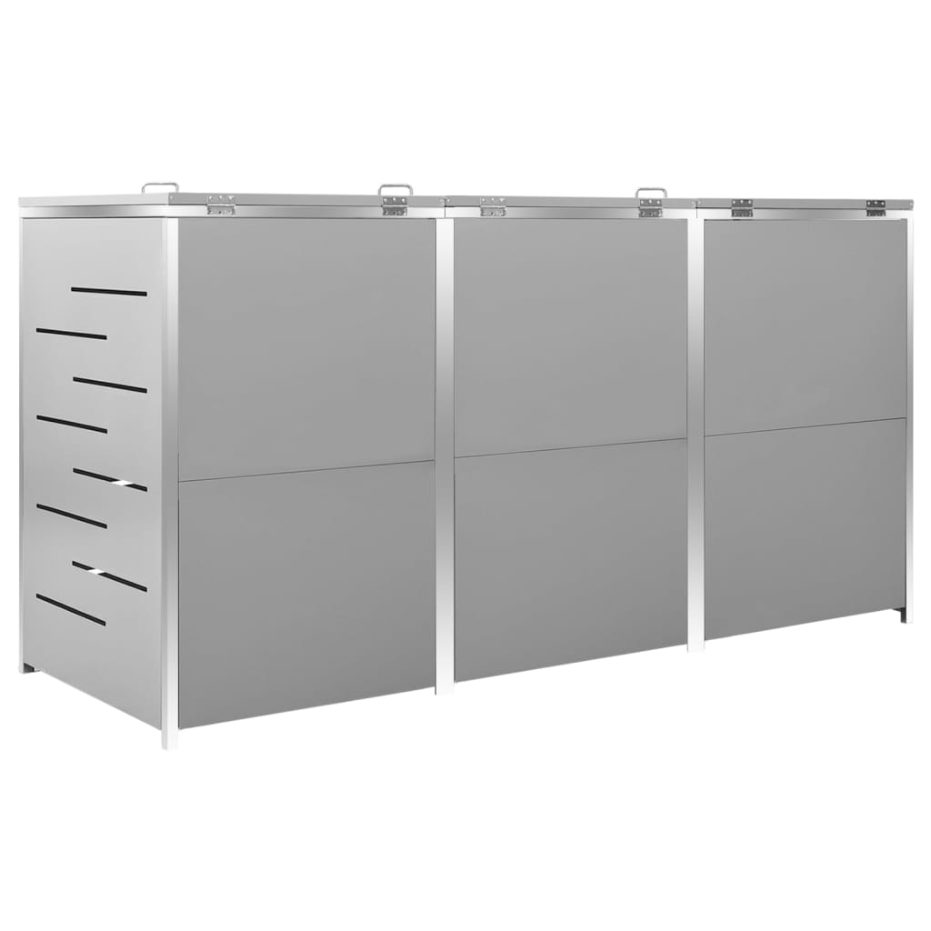 tredobbelt skraldespandsskjuler 207x77,5x115 cm rustfrit stål