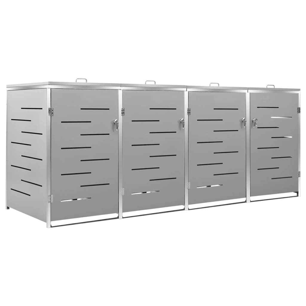 firedobbelt skraldespandsskjuler 276,5x77,5x115 rustfrit stål