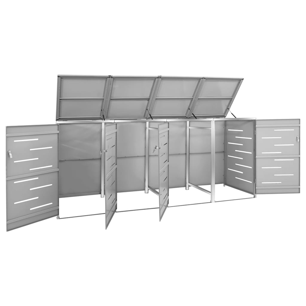 firedobbelt skraldespandsskjuler 276,5x77,5x115 rustfrit stål