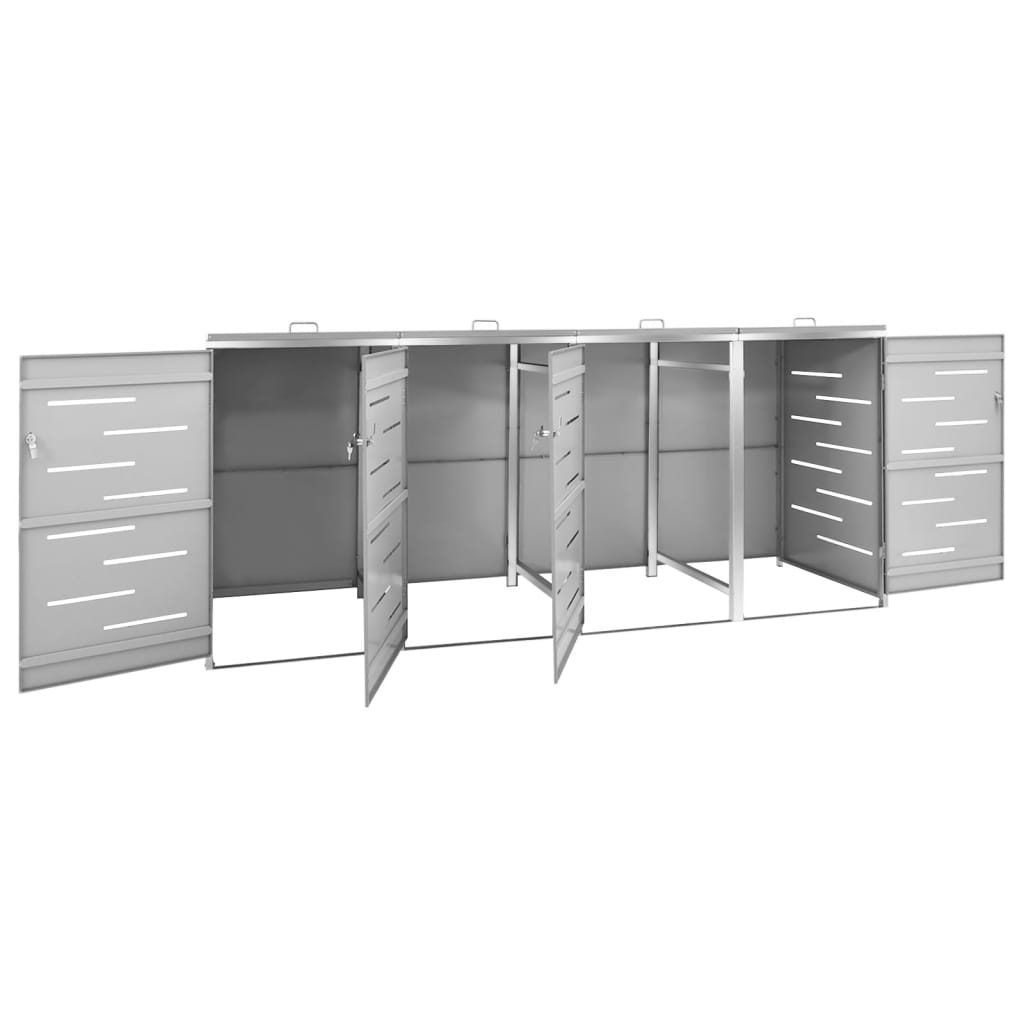 firedobbelt skraldespandsskjuler 276,5x77,5x115 rustfrit stål
