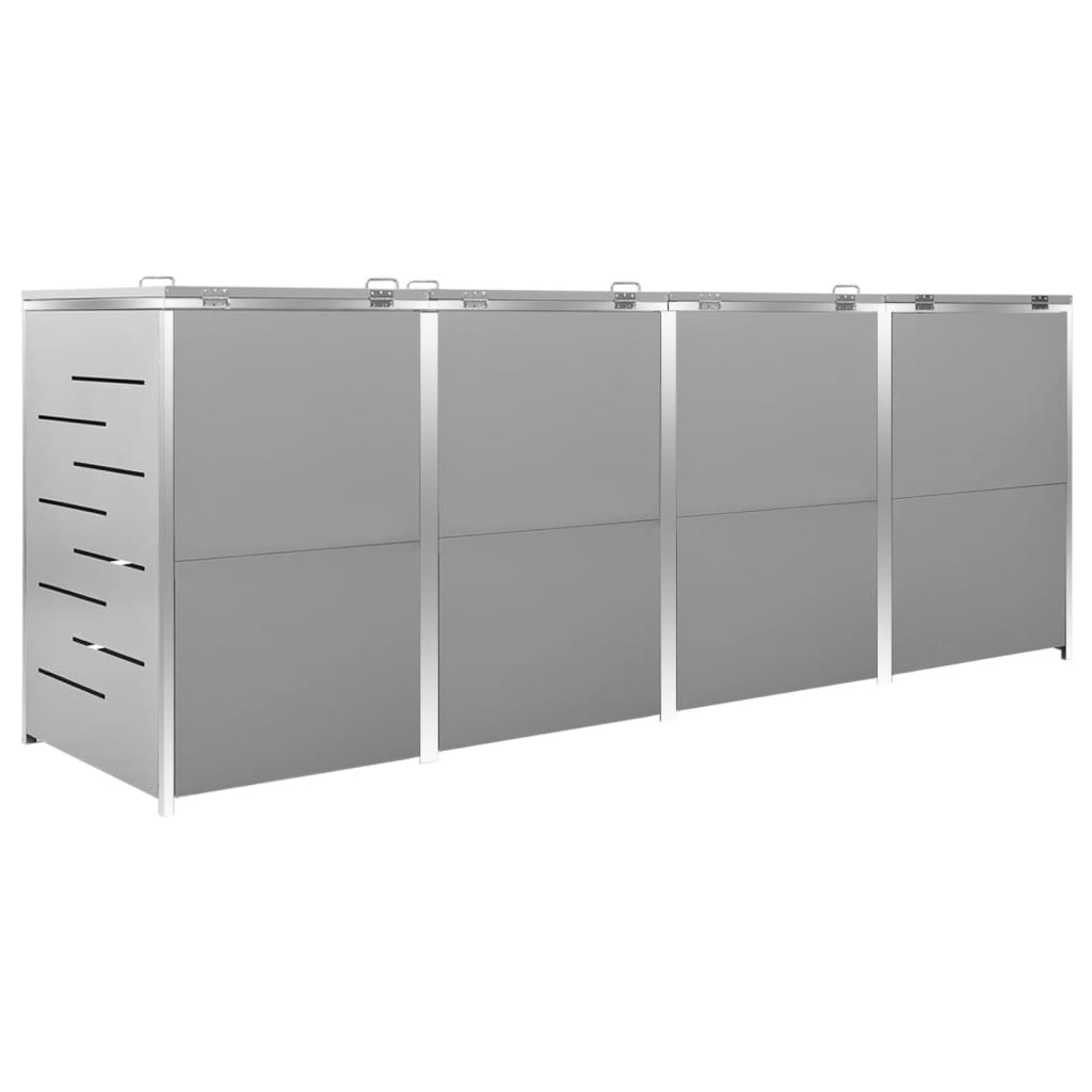 firedobbelt skraldespandsskjuler 276,5x77,5x115 rustfrit stål