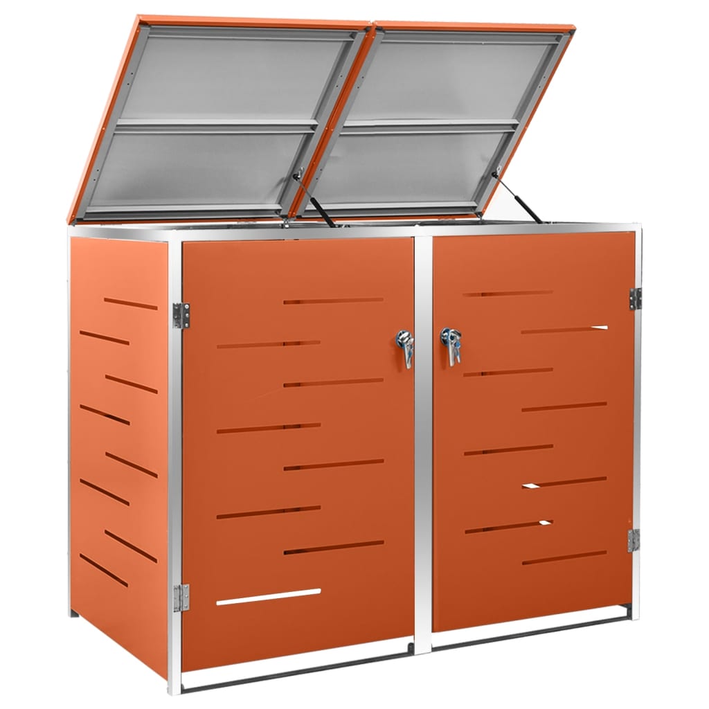 dobbelt skraldespandsskjuler 138x77,5x115 cm rustfrit stål