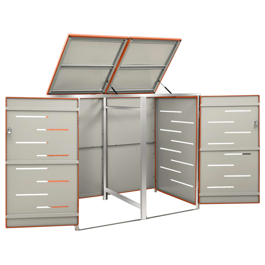 dobbelt skraldespandsskjuler 138x77,5x115 cm rustfrit stål