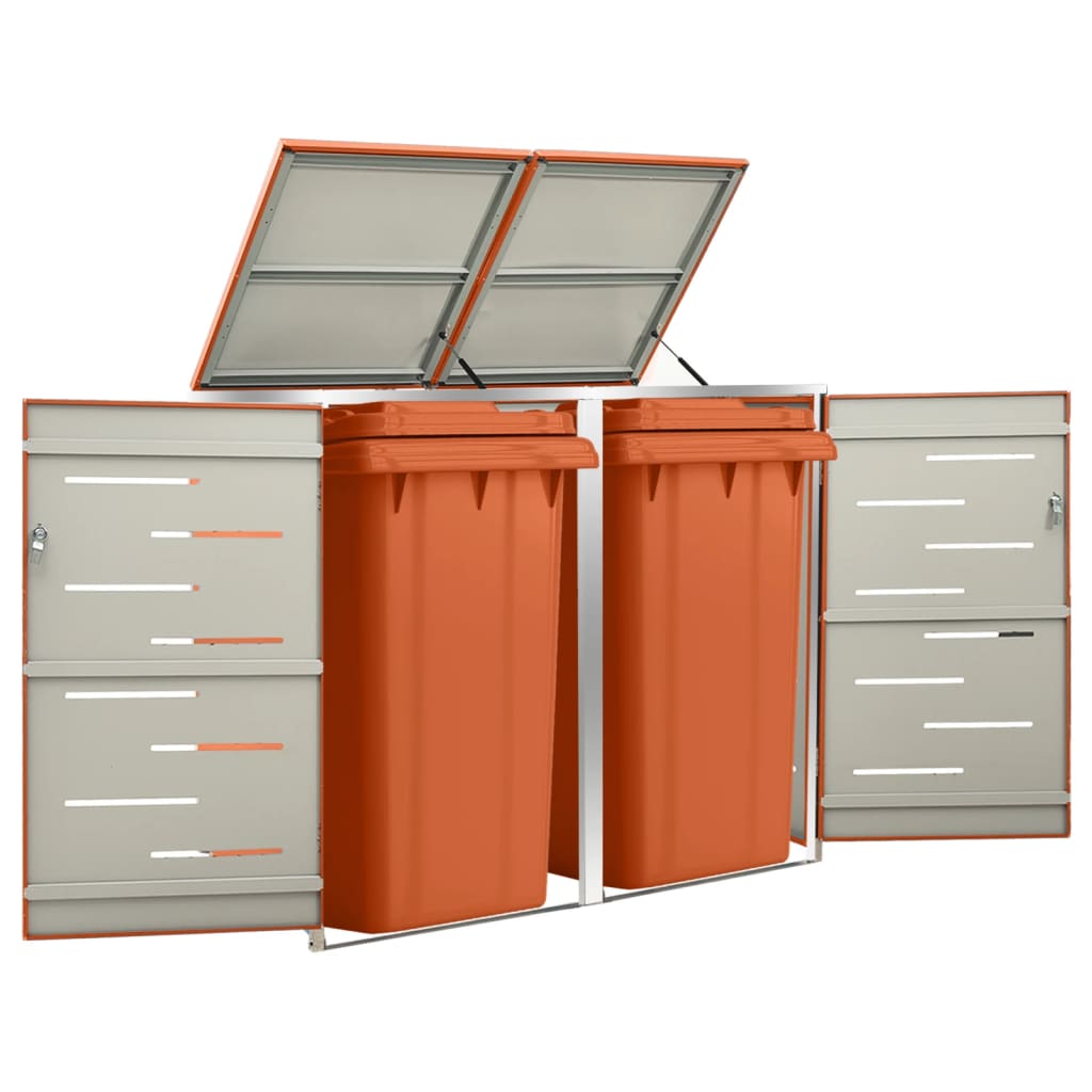 dobbelt skraldespandsskjuler 138x77,5x115 cm rustfrit stål